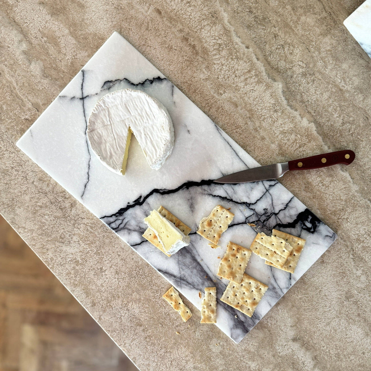 Marmor-Rechteckbrett Bold White