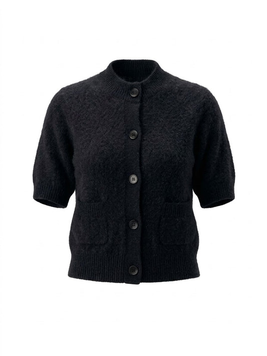 BLOOM Cardigan aus Mink Wash Wolle, Schwarz