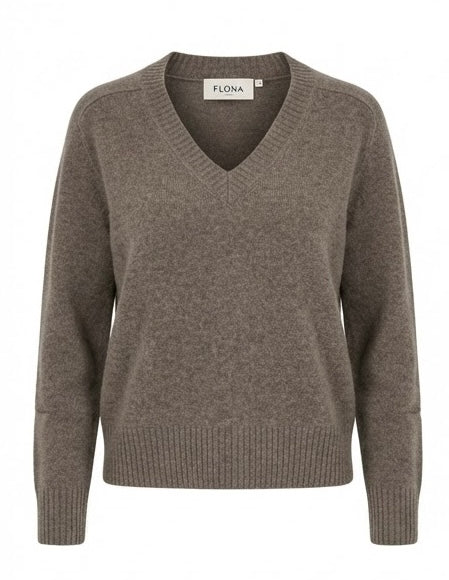 FLONA Pullover, Taupe meliert