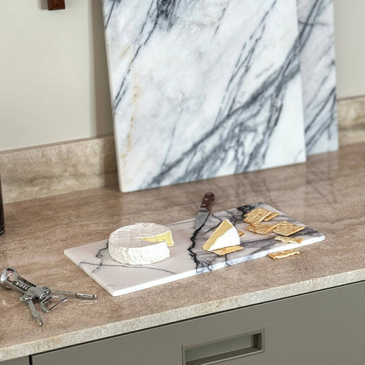 Marmor-Rechteckbrett Bold White