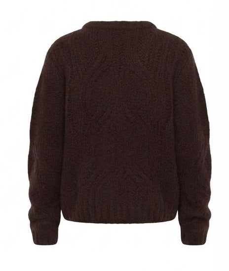 FLONA Strickpullover mit Zopfmuster, Braun - Rückseite