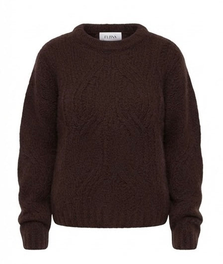 FLONA Strickpullover mit Zopfmuster, Braun - Vorderseite